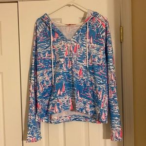 Lilly Pulitzer sailboat pattern pull over with hood